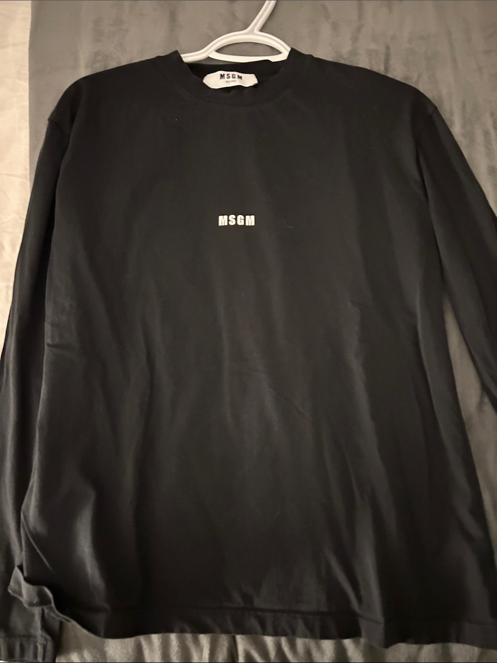 MSGM Black Crewneck Sweatshirt with Center Logo